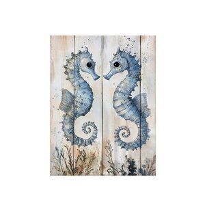 Ocean Beach Seahorse Unframed Canvas Wall Art  16" X 20"